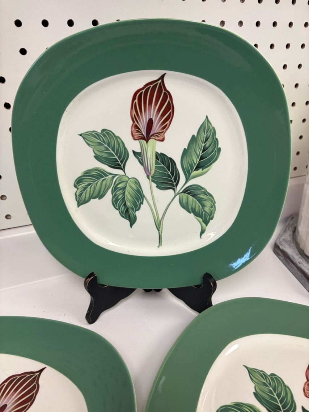 4 Vintage Taylor Smith and Taylor “Jack in the Pulpit” Dinner Plates 1950s VGC